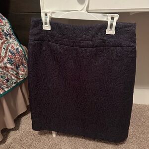 LOFT Navy Embossed Pencil Skirt